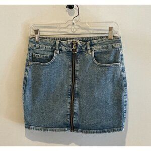 Women's Juniors Garage Denim Front Full Zip Jean Mini Skirt Size Med 28 in Waist